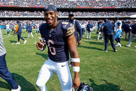 Kyler Gordon celebrating a defensive play for the Chicago Bears in his NFL career