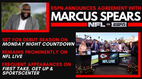 Marcus Spears NFL Live First Take Monday Night Countdown ESPN analyst 2023
